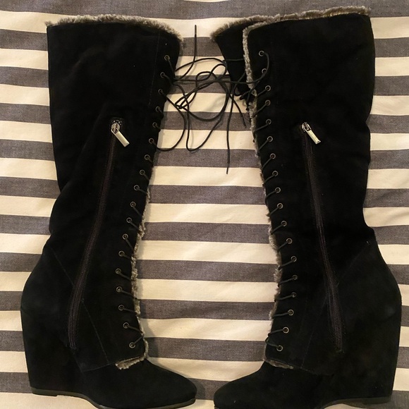 Black Lace-Up Knee-High Boots - Picture 5 of 5
